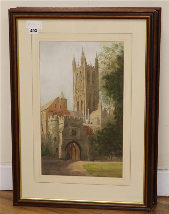 S. J. Nash, three watercolours, views of Canterbury c.1934, signed, 45 x 27cm